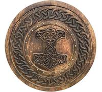 24" Medieval Knights Wood Armor Shield Viking Wooden Carving Round Shield Battle Warrior Shield LARP Cosplay Shield Halloween