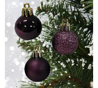 24 Mini Christmas Tree Baubles Purple Plum Decoration Tree 3cm