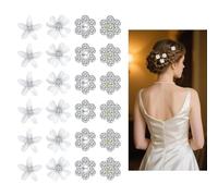 24 Mini Hair Clips with White Flowers and Rhinestones, Elegant Women Hair Clips, Cute Decorative Wedding Hair Clips, Bridal Hair Accessories for Girls and Women