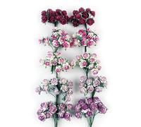 24 Mixed Color 55mm Artificial Mulberry Paper Rose Flower Wedding Scrapbook 5.5cm Diy Craft Scrapbook Pink Scrapbooking Bouquet Craft Stem Handmade Rose Valentines Anniversary Embellishment by Thai