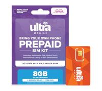 $24/mo. Ultra Mobile Prepaid Phone Plan with Unlimited Talk, Text, & 8GB of 5G • 4G LTE Data for 1 Month (3-in-1 SIM Card Kit)
