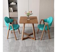 24" Modern Dining Table Set - Slish Coffee Table with 2 Faux Leather Upholstered Chairs in Peacock Blue - Ideal for Small Kitchens & Dining Areas