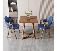 24" Modern Dining Table Set with 1 Coffee Table & 2 Upholstered Faux Leather Chairs, Slish Dark Blue & Multicolor Armchairs, Perfect for Kitchen & Dining Room