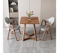 24" Modern Dining Table Set with 1 Coffee Table & 2 Upholstered Faux Leather Chairs - Space-Saving Light Gray Design for Kitchen, Office, Recept Room - Multiple Colors Available