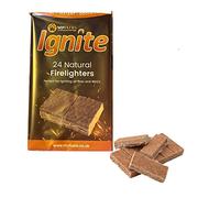 24 Natural Wood Firelighter Cubes Easy BBQ Fire Starter Paraffin Wax Sawdust