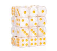 24 of Pack 16MM 6 Sided Dice Set,Pearl Pattern D6 Game Dice Set, 6 Sided Standard Dices for Yahtzee, Bunco or Teaching Math,with Portable Dice Pouch(White Pearl)