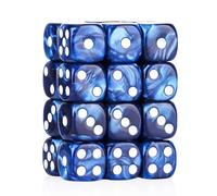 24 of Pack 16MM 6 Sided Dice Set,Pearl Pattern D6 Game Dice Set, 6 Sided Standard Dices for Yahtzee, Bunco or Teaching Math,with Portable Dice Pouch(Blue Pearl)