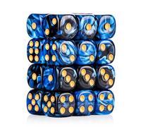 24 of Pack 16MM 6 Sided Dice Set,Two Colours D6 Game Dice Set, 6 Sided Standard Dices for Yahtzee, Bunco or Teaching Math,with Portable Dice Pouch(Blue and Black)