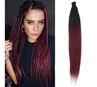 24" Ombre Dreadlocks Extensions Single Ended 15 Strands/Pack Black to Red Soft Synthetic Faux Dreads Reggae Crochet Braided Dread Extensions