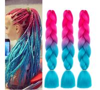 24" Ombre Hair Extensions Gradient Warm Water Synthetic Fiber Hair Extensions 3pcs B41