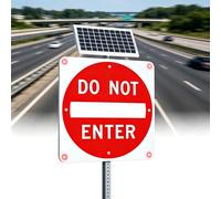 24" Or 30" Solar Powered Do Not Enter Sign, Engineering Grade Reflective, LED Auto Night Flashing Lights, IP65 Weatherproof, Heavy Duty Aluminum Frame, For Street Traffic Warning(30in)