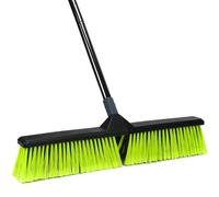 24” Outdoor Push Broom, Heavy Duty Broom with Stiff Bristle Brush and 63” Long Handle for Deck Patio Driveway Garage Warehouse Shop Floor Sweeping & Scrubbing