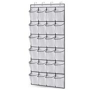 24 Over Door Shoe Storage - Large Hanging Shoe Storage Organiser, 24 Mesh Pockets Shoes Rack Holder, Over the Door Shoes Storage Organiser for Wardrobe Door Tidy with Hanger, for Home Office, White