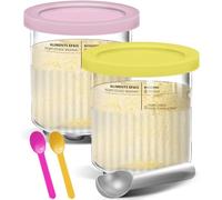 24 oz Deluxe Creami Pints and Lids for Ninja - 2 Pack 11-in-1 Creamy Icecream Containers Cups Jars Tubs Canisters Set, Smoothie Pot Compatible with NC501 NC500 Series Creamer Ice Cream Maker Machine