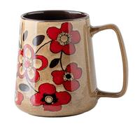 24 oz Large Ceramic Coffee Mug with Big Handle, Handmade Kiln Glazed Large Coffee Mug Tea Cup, Novelty Mug，Unique Uneven Surface for Office and Home，Microwave and Dishwasher Safe (Khaki)