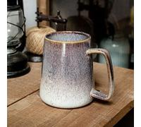 24 oz Large Ceramic Coffee Mug with Big Handle, Handmade Kiln Glazed Large Coffee Mug Tea Cup, Novelty Mug，Unique Uneven Surface for Office and Home，Microwave and Dishwasher Safe (Gray)