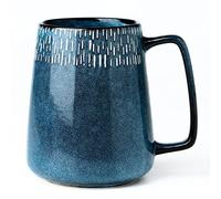 24 oz Large Ceramic Coffee mugs, Extra Large Cup, Big Handle (star blue)