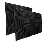 24 Pack 1" x 12" x 12" BLACK Acoustic Wedge Studio Foam Sound Absorption Wall Panels (BLACK)