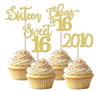 24 Pack 13th Birthday Cupcake Toppers Glitter Straight Outta 2013 Thirteen Cupcake Picks Double Digits Cheers to 10 Cake Decorations for 13th Birthday Wedding Anniversary Party Supplies Gold
