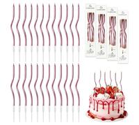 24-Pack 15CM Long Twisted Gold Spiral Birthday Candles with Holders, Metallic Thin Cake & Cupcake Candles Topper for Birthday Wedding Party Anniversary Graduation Celebrations (Rose Gold)