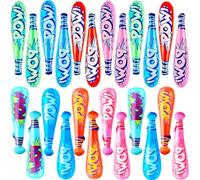 24 Pack 18 Inch POW Inflatable Bats Blow up Baseball Bat Inflates Bulk for Carnival Birthday Swimming Pool Baseball Party Favors