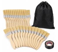 24 Pack 2 Inch Disposable Paint Brushes for Decorating, Bag and Tape | Natural Boar Bristles; Smooth Wooden Handles; Even Paint Release; for DIY, Decorating, Varnish, Stain and Glue