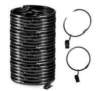 24 Pack 2 Inches Curtain Rings with Clips, Openable Drapery Metal Clip,Shower Curtain Clips with Rings, Iron Drapes Hangers Decorative for Windows Rods Rustproof (Black)
