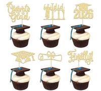 24 Pack 2026 Graduation Cupcake Toppers Gold Glitter Finally I Did It Done Diploma Grad Cap Cupcake Picks 2026 Grad Cap 2026 Cake Decorations for 2026 Graduation Party Decorations