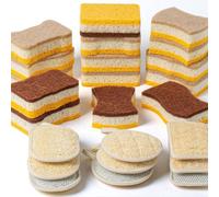 (24 Pack) 3-Layer Kitchen Sponges, 9 Natural Loofah Sponge, 15 Eco Sponge Scourers, Scouring Pads Non Scratch, Biodegradable Sponges Washing Up, Pan Scourers, Dish Scrubber, Cellulose Spong Kitchen