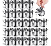 24 Pack 3 Ounce Creamer Pitcher Stainless Steel Bell Creamers Mini Coffee Milk Creamer Pitchers with Handle and Pouring Spout Creamer Cups for Serving Espresso, Tea, Milk, Jam, Maple Syrup, Sauce