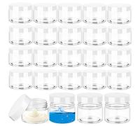 24 Pack 30ML Plastic Round Clear Jars with White Lids,Cosmetic Containers Straight Sided Jar,Travel Containers Jars Pots for Toiletry,Cream,Liquid Slime