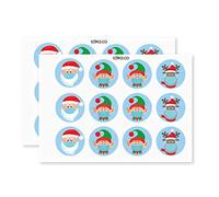 24-Pack 40mm Christmas Xmas Santa & CO Paper Stickers Decals Ideal for Decorating Cards/envelopes