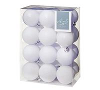 24 Pack 60mm White Shatterproof Baubles Premier Christmas Tree Decoration, matt, shinny and glitter baubles,5481