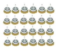 24 Pack 75mm Wire Cup Brush for Drills Steel Brass Coated Rust Paint Remover