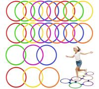 24 Pack Agility Rings 15 Inch Speed Training Hopscotch Rings Plastic Circle Jumping Hoops Agility Hurdles for Athlete Exercise Soccer Football Gymnastics Games Practice Footwork Training