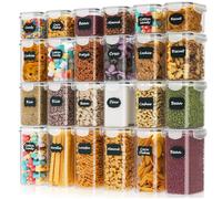 24 Pack Airtight Kitchen Food Containers - BPA-Free Cereal Storage Containers & Flour Storage Containers for Flour, Minimalist Sugar & Baking Supplies, with 24 Labels & Marker (33.6L)