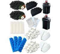 24 Pack Aquarium Filter Media Kit Compatible with Fluval 306/307 Canister Filters, Including Foam Filters, Activated Carbon and Ceramic Rings, Suitable for Saltwater and Freshwater