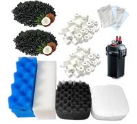 24 Pack Aquarium Maintenance Media Kit Compatible with Fluval 206 & 207 Canister Filters, Includes Bio-Foam Filters, Activated Carbon, Ceramic Rings, Filter Pads, Sponge Filters and Mesh Bags