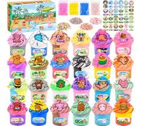 24 Pack Axolotl Butter Slime Kit, Highland Cattle Capibara Fluffy Slime, Internet Popular Animal Slime Charms, Soft Slimes, Stress Relief Toys for Kids, Party Favors for Toddlers Teens Girls and Boys