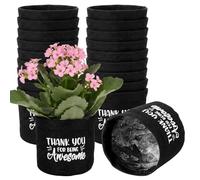 24 Pack Back to School Teacher Thank You Gift Bulk Succulents Party Favors Burlap Planter Pots Mini Succulent Wrap Bag Thank You for Being Awesome Appreciation Gift Wedding Baby Bridal Shower, Black