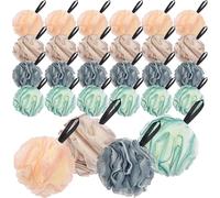 24 Pack Bath Sponge, Shower Loofah Sponge Shower Bath Loofahs Bulk, Soft Sponge Exfoliating Body Scrubber Mesh Shower Puff Body Wash Puff Bathing Accessories for Women Men Body Wash, 4 Colors