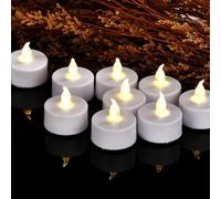 24 Pack Battery Operated Flameless LED Tea Lights Candles, Realistic Bright Flickering Electric Tea Lights Candles, Tin Durable 200 Hours Weddings, Parties, Festival Decorations, Warm White