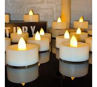 24 Pack Battery Operated Tea Lights Candles Flickering Flameless LED Lights, Long Lasting 200+ Hours Realistic Electric TeaLights Fake Plastic candles for Wedding, Centerpieces, Halloween, Christmas