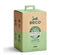 24 Pack Beco Cat Litter Tray Liners, Heavy Duty Drawstring Liners, Medium | Extra-thick, heavy duty, tear-resistant recycled plastic; secure tie drawstring closure, helps to reduce litter tray odour