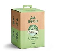 24 Pack Beco Cat Litter Tray Liners, Heavy Duty Drawstring Liners, X-Large | Extra-thick, heavy duty, tear-resistant recycled plastic; secure tie drawstring closure, helps to reduce litter tray odour