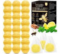 24 Pack Bee and Wasp Repellent - Natural Peppermint Oil Wasp Repellent Balls, Bee and Wasp Deterrent for Outside Indoor Patio Garden Home, Quick and Easy Repel Bug Hornet, Safe for Pets Children