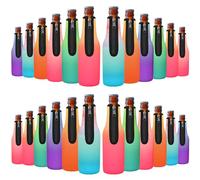 24 Pack Beer Bottle Cooler Sleeves, Zip-up Thick Neoprene Soft Insulated Beer Sleeves, Keep Beer Cold, With Bottle Opener Non-slip 12oz Longneck Bottle Holder for Parties, Events（Gradient Color 24）