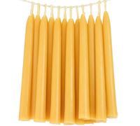 24 Pack Beeswax Taper Candles in Bulk 8 inch Tall - All Natural, 100% Pure Unscented Bee Wax Candle, Dripless, 5 Hours Burnning Time -Yellow