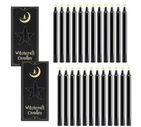 24 Pack Black Candles 6.3" Spell Chime Candles Burning for Up to 90 Minutes | Paraffin Wax Unscented Mini Taper Candle for Dinner Home Decor Rituals Magic Witchcraft Wiccan Altar Prayer Meditation Party