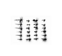 24 Pack Black Dries - Spider, Gnats, Midge, Ants, Choice of Size, fly fishing (24, 14/16)